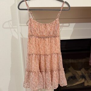 Aeropostale Pink Floral Tiered Sundress with Spaghetti Straps